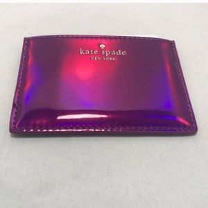 Kate Spade pink iridescent card case wallet